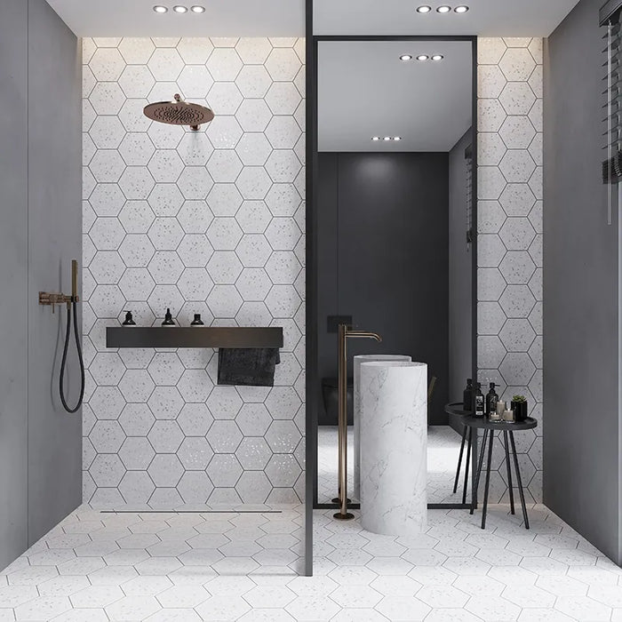 Terra Porcelain White Speckled Tile Matte 2