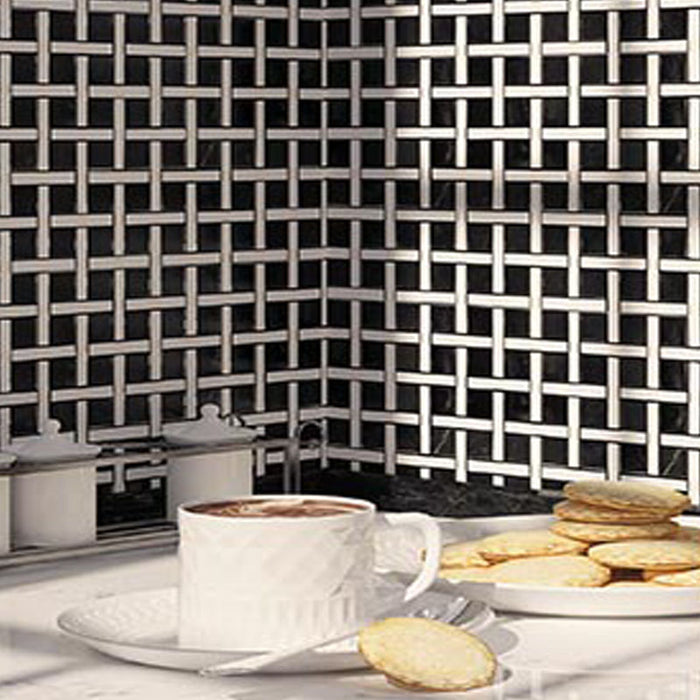 Tuxedo Park Malaga Nero Marble Mosaic - 1" x 1" Basket Weave