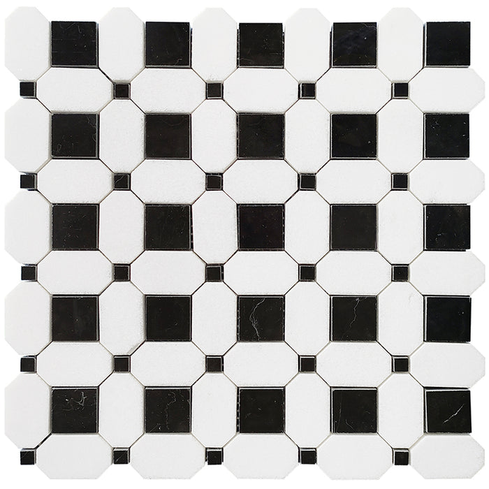 Tuxedo Park Nero Plaza Marble Mosaic - 1.2" x 1.2" Basket Weave