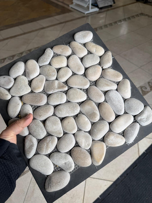 Tan Rounded Matte Pebble Mosaic - 12" x 12" x 3/8"