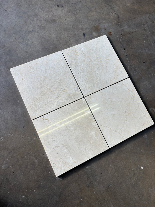 Temple Beige Polished Marble Tile - 12" x 12"