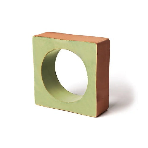 Full Tile Sample - Terra Form Portal Aurorra Green Clay Tile - 6" x 6" x 2" Unglazed