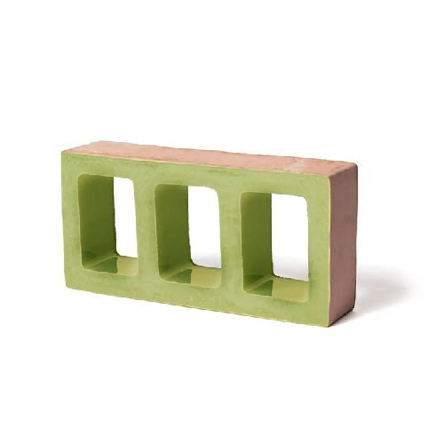 Full Tile Sample - Terra Form Titan Aurora Green Clay Tile - 4" x 8" x 1 3/4" Unglazed