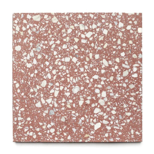 Full Tile Sample - Terrazzo Red Rocks Cement Tile - 12" x 12" x 5/8" Matte