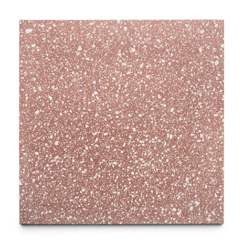 Full Tile Sample - Terrazzo Red Rocks Cement Tile - 24" x 24" x 5/8" Matte