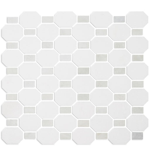 Metro Blend Natural Stone Thassos Green Dot MLXMETR Mosaic Honed 1