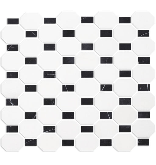 Metro Blend Natural Stone Thassos Nero Dot MLXMETR Mosaic Honed 1