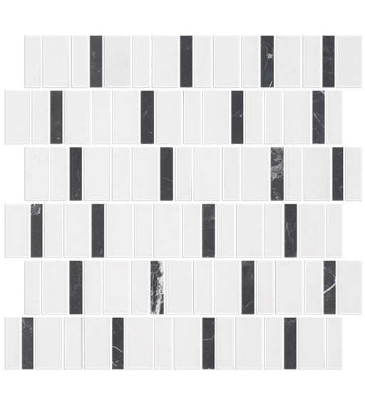 Metro Blend Natural Stone Thassos Nero MLXMETR Mosaic Honed 1