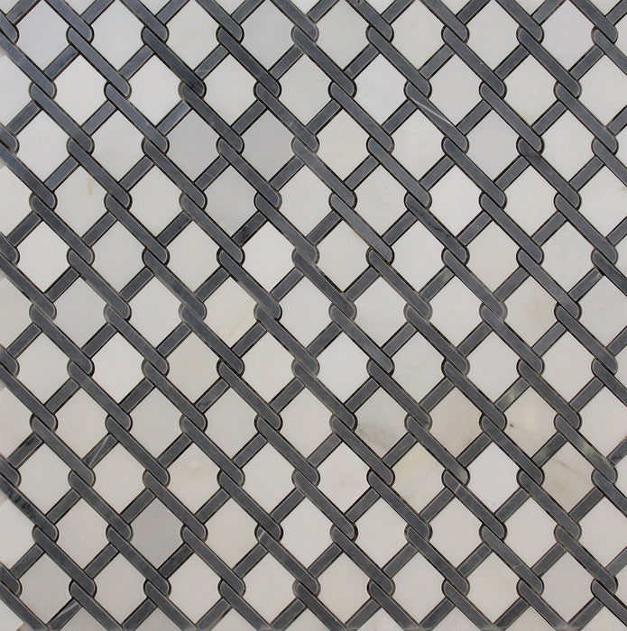 Thassos & Bardilglio Tethered Marble Mosaic - Rope Polished