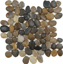 Full Sheet Sample - Aquatica Ocean Stones Tiger Eye Deco Pebble Natural Stone Mosaic - 11.5" x 12.25" Matte