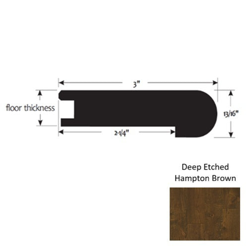 Gold Wood Deep Etched Hampton Brown Flush Stair Nose Urethane & Aluminum Oxide 1