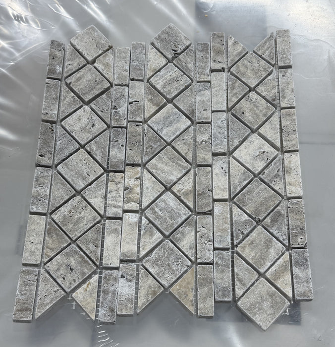 Titanium Tumbled Travertine Border - 3" x 12" Classic Border 2
