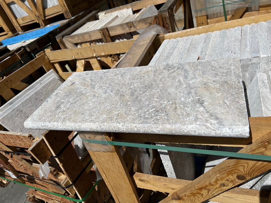 Titanium Tumbled Travertine Pool Coping - 8" x 12" x 3 CM