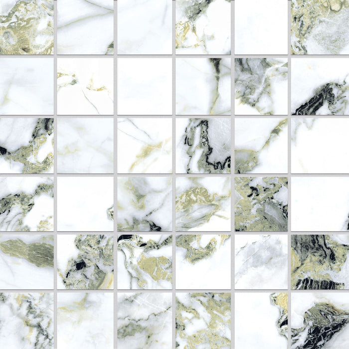 Full Sheet Sample - Touche Jade Porcelain Mosaic - 12" x 12" x 9 MM Matte