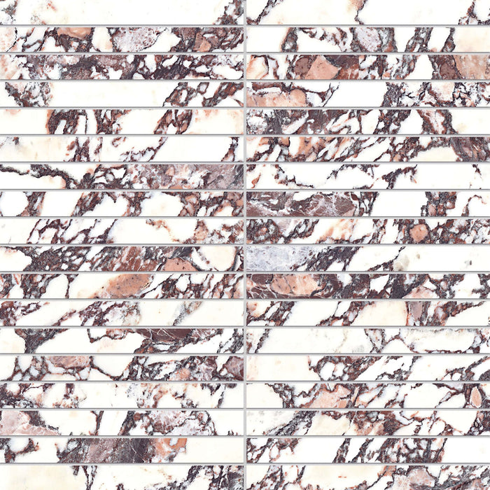 Full Sheet Sample - Touche Rubis Stacked Porcelain Mosaic - 12" x 12" x 9 MM Matte