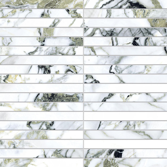 Full Sheet Sample - Touche Jade Stacked Porcelain Mosaic - 12" x 12" x 9 MM Matte