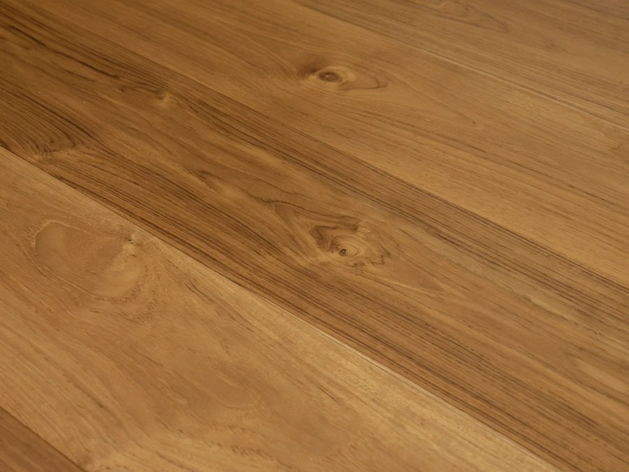True Teak Wood Natural Light Rustic Engineered Hardwood Urethane 1