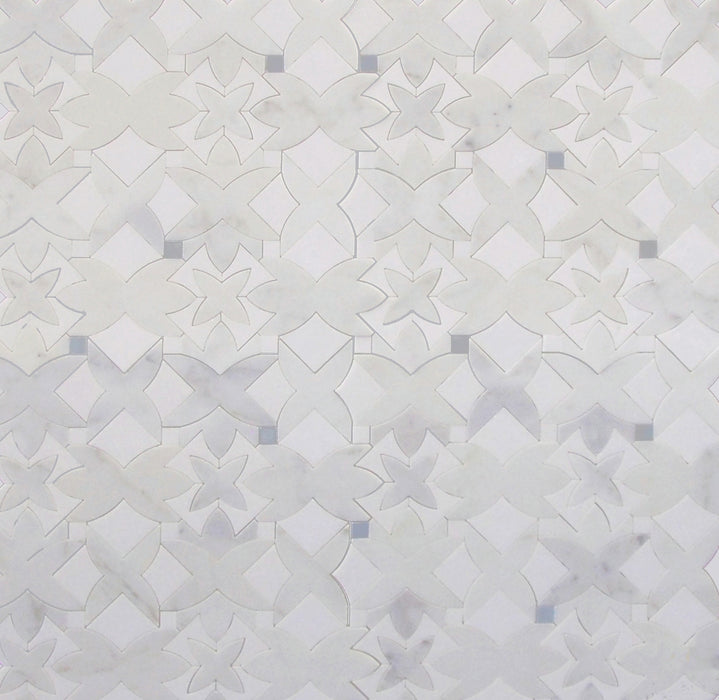 Full Sheet Sample - Tulip Waterjet Marble Mosaic - 12" x 12" x 3/8" Polished