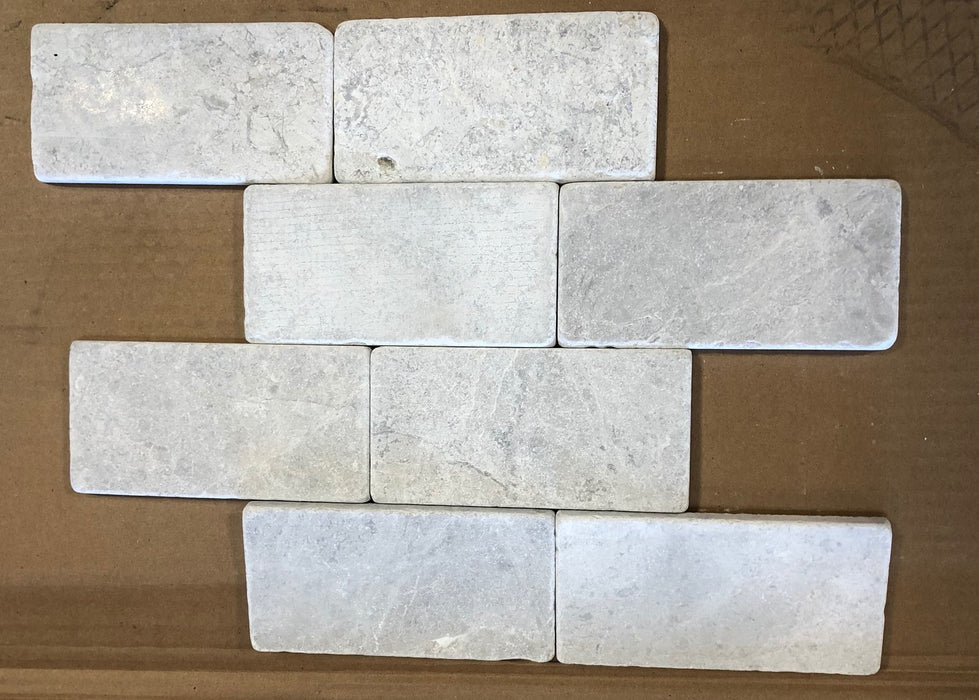 Tundra Gray Tumbled Marble Tile - 3" x 6" x 3/8"