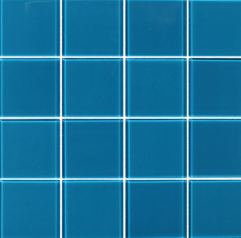 Full Sheet Sample - Aquatica Crystal Turquoise Glass Mosaic - 3" X 3" Glossy