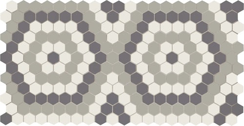 Unglazed Mosaics Ice White / Black Honeycomb Dark AO18