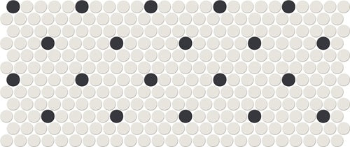 Unglazed Mosaics Ice White / Black Retro Dot 0A96
