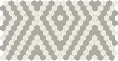 Unglazed Mosaics Ice White / Black / Light Smoke Vintage Revival Hexagon AO19