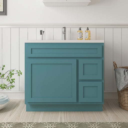 CVD Green Solid Wood Right Drawer Bathroom Cabinet - 36" x 32.5" 1