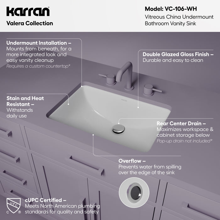 Vitreous China White Bathroom Sink 2