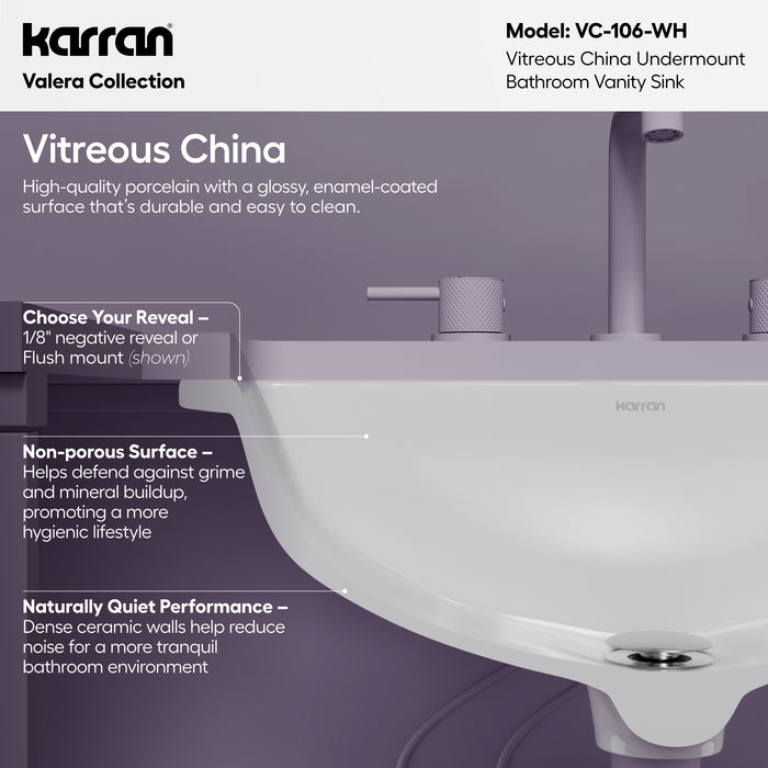 Vitreous China White Bathroom Sink 3