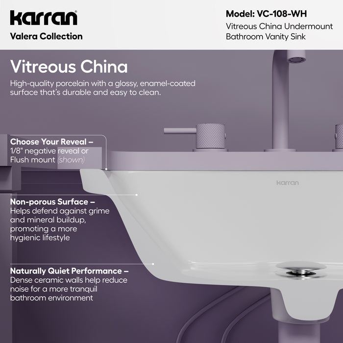 Vitreous China White Bathroom Sink 3