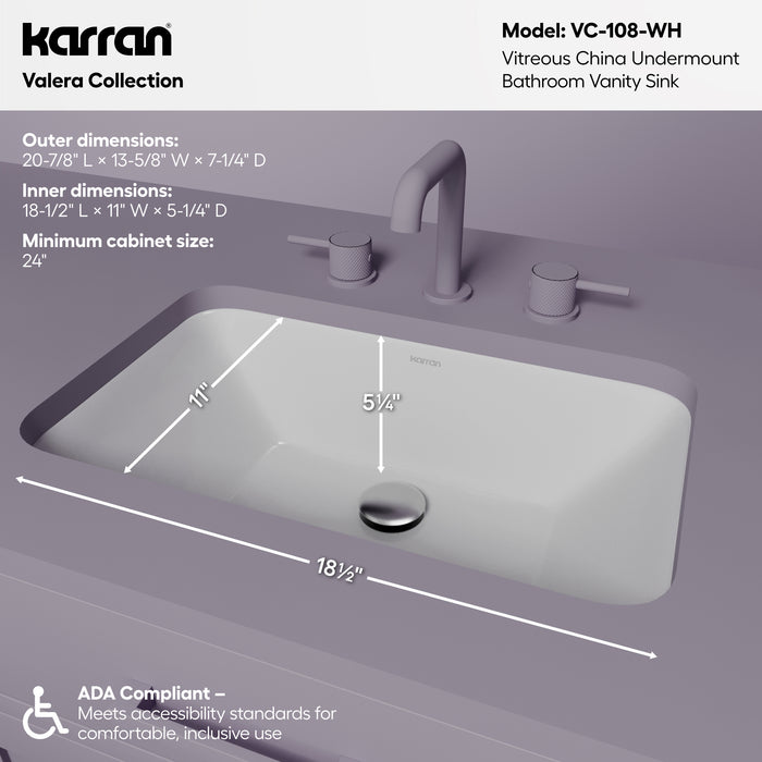 Vitreous China White Bathroom Sink 4