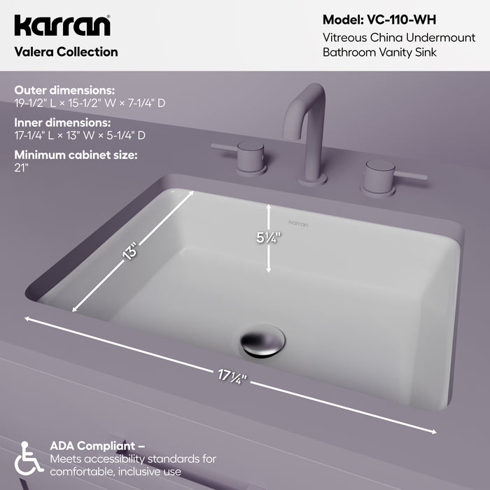 Vitreous China White Bathroom Sink 4