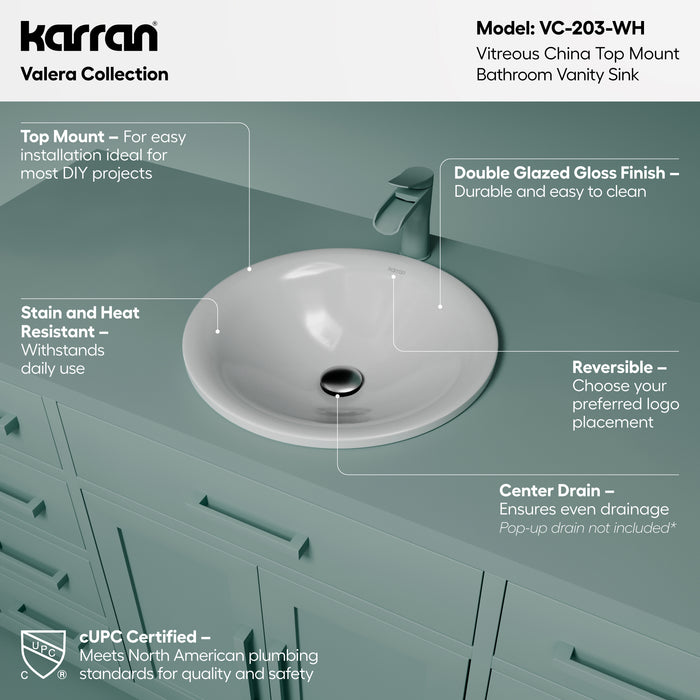 Vitreous China White Bathroom Sink 2