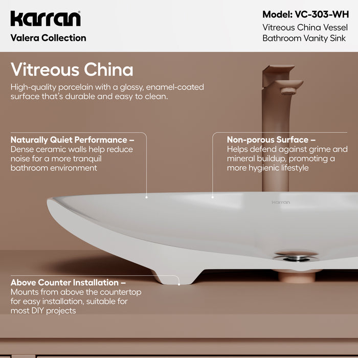 Vitreous China White Bathroom Sink 3