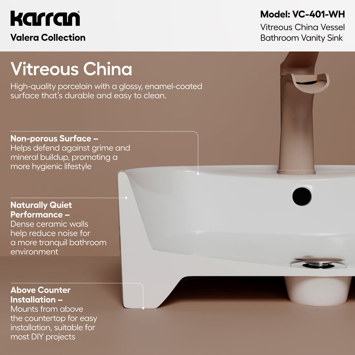 Vitreous China White Bathroom Sink 3