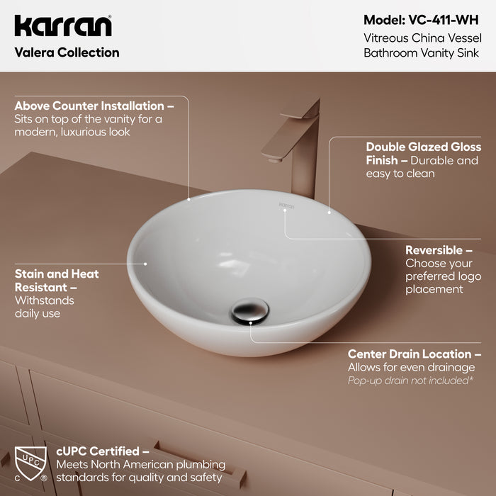 Vitreous China White Bathroom Sink 2