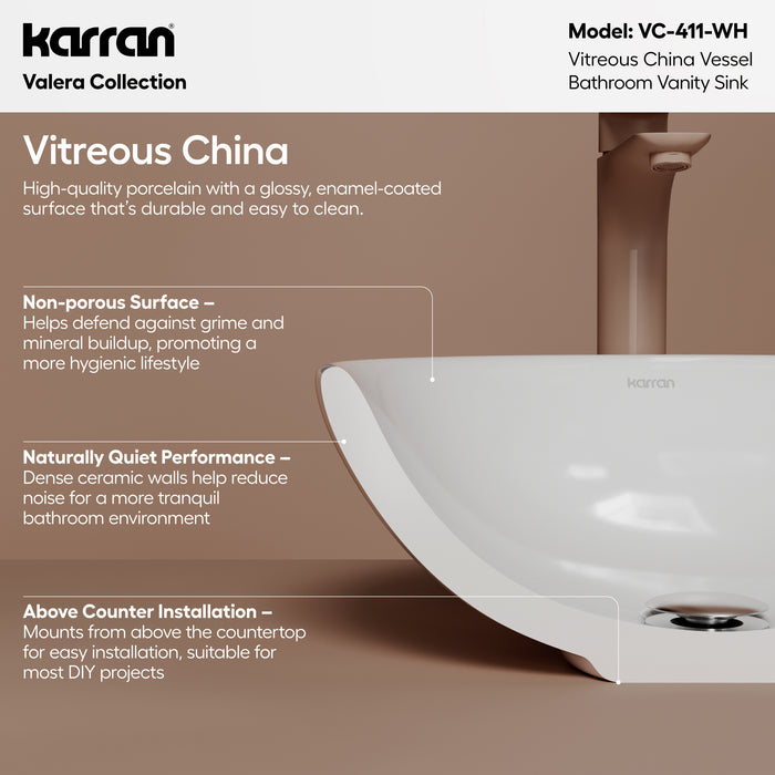 Vitreous China White Bathroom Sink 3