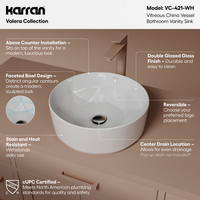 Vitreous China White Bathroom Sink 2