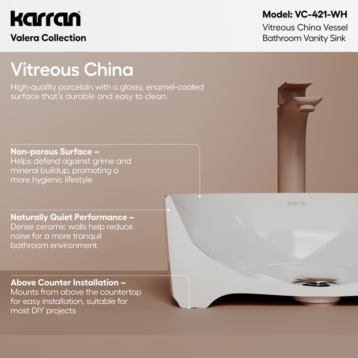 Vitreous China White Bathroom Sink 3