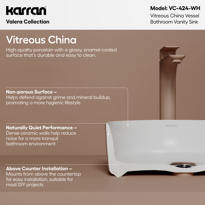 Vitreous China White Bathroom Sink 3