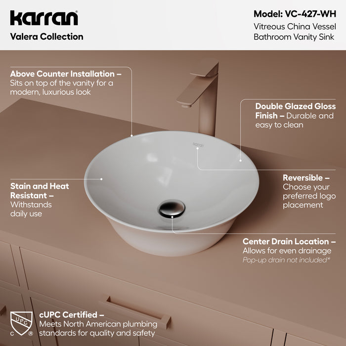 Vitreous China White Bathroom Sink 2