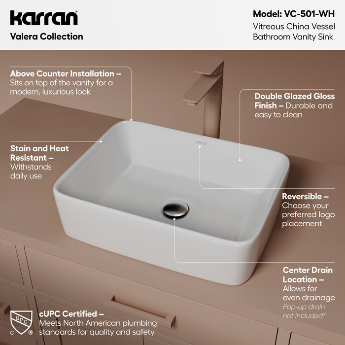 Vitreous China White Bathroom Sink 2