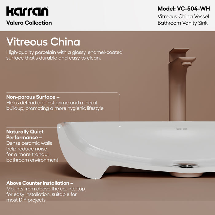 Vitreous China White Bathroom Sink 3
