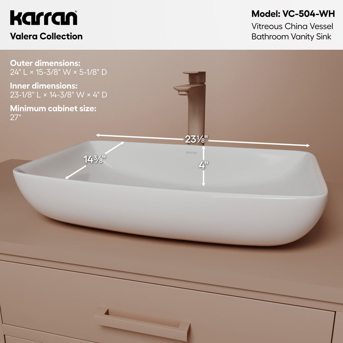 Vitreous China White Bathroom Sink 4