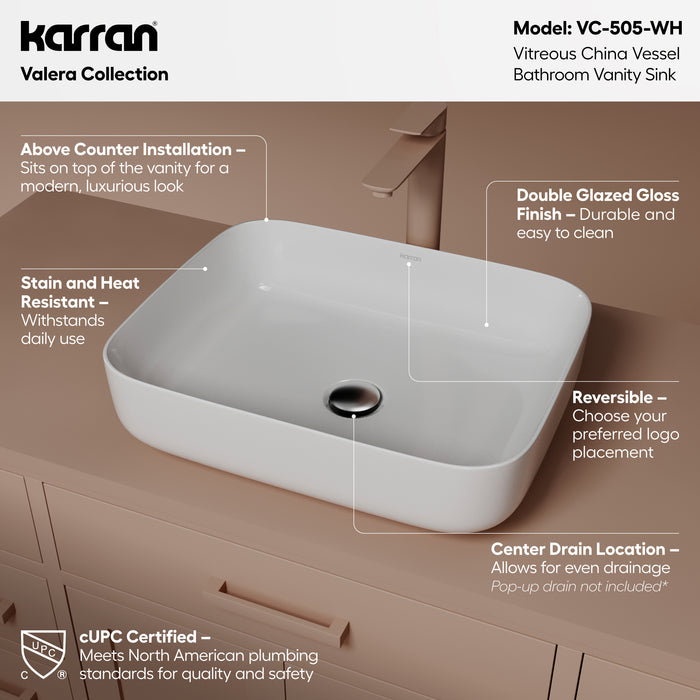 Vitreous China White Bathroom Sink 2