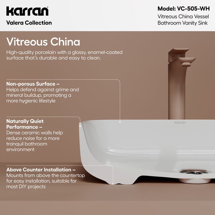 Vitreous China White Bathroom Sink 3