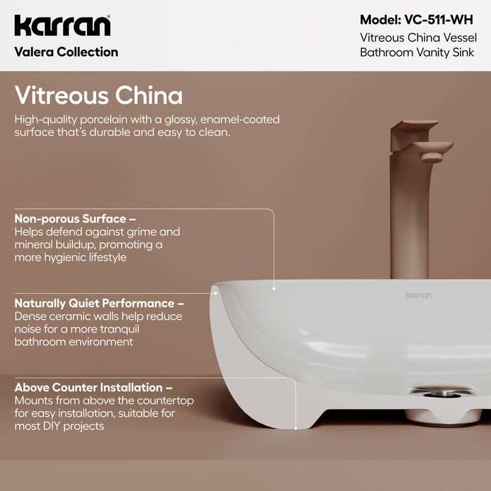 Vitreous China White Bathroom Sink 3