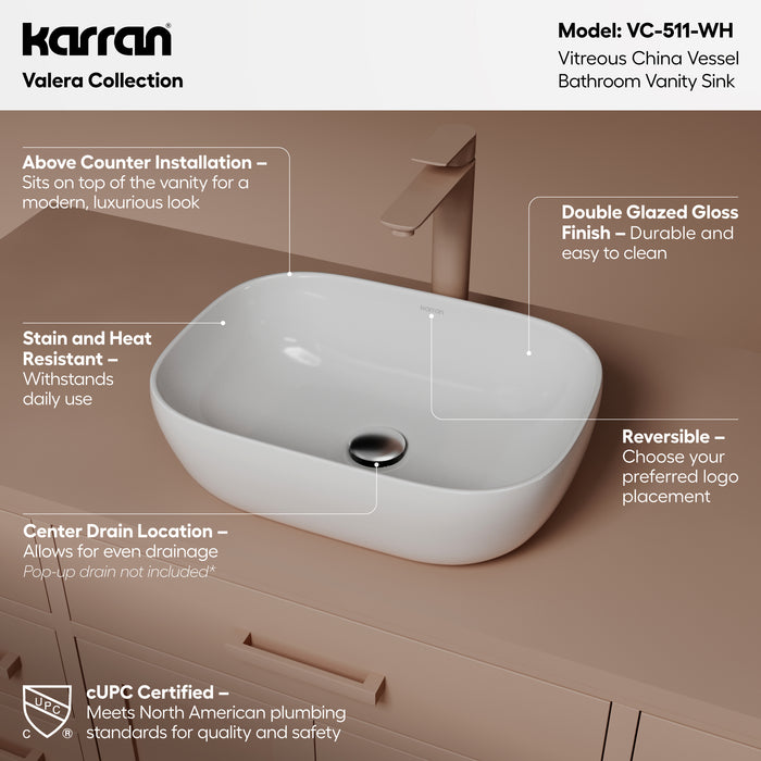 Vitreous China White Bathroom Sink 2