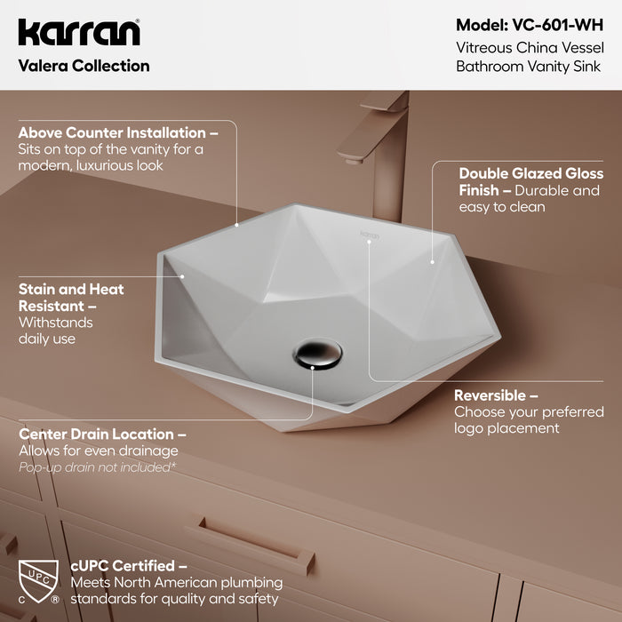Vitreous China White Bathroom Sink 2